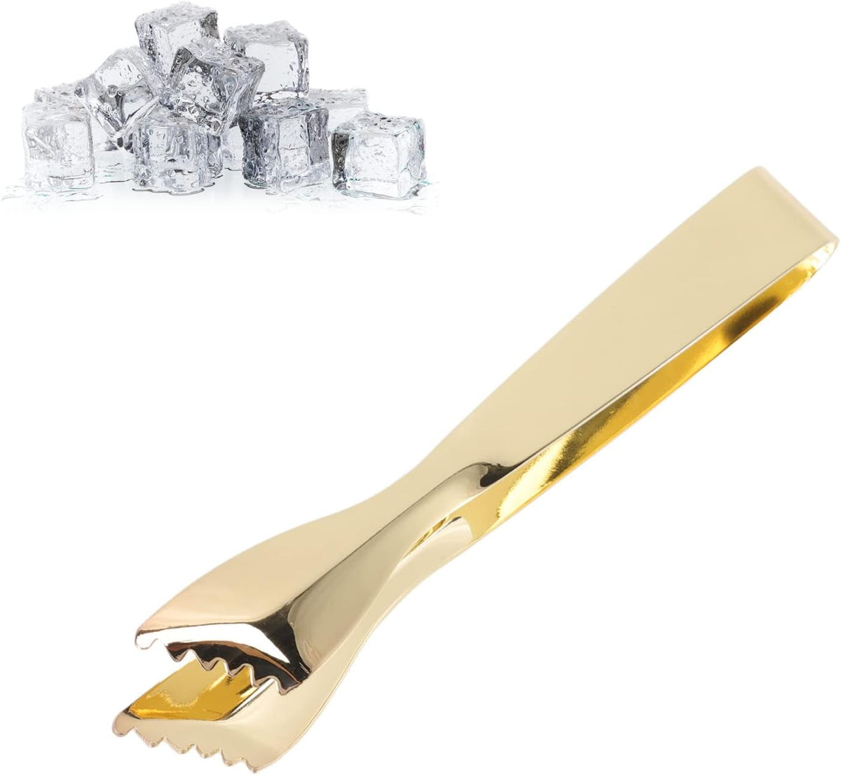 Ice Tongs, Gold Tongs for Serving Food, Stainless Steel Serving Tong Sugar Cubes Tongs, Ice Cube Tong for Camping Barbecue Salad Desserts Frying Party Coffee Bar
