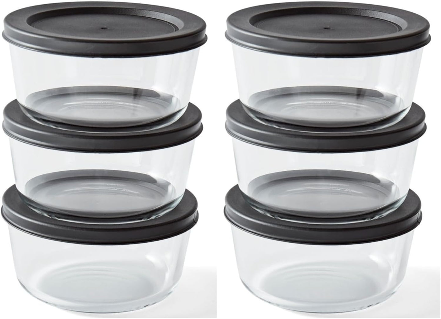 6-Piece Glass Food Storage Containers Set (3 Containers + 3 BPA-Free Lids) | 2-Cup, Leakproof | Microwave, Freezer, Oven & Dishwasher Safe | Ideal for Meal Prep & Pantry Organization, Pistachio