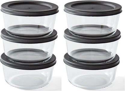 6-Piece Glass Food Storage Containers Set (3 Containers + 3 BPA-Free Lids) | 2-Cup, Leakproof | Microwave, Freezer, Oven & Dishwasher Safe | Ideal for Meal Prep & Pantry Organization, Pistachio