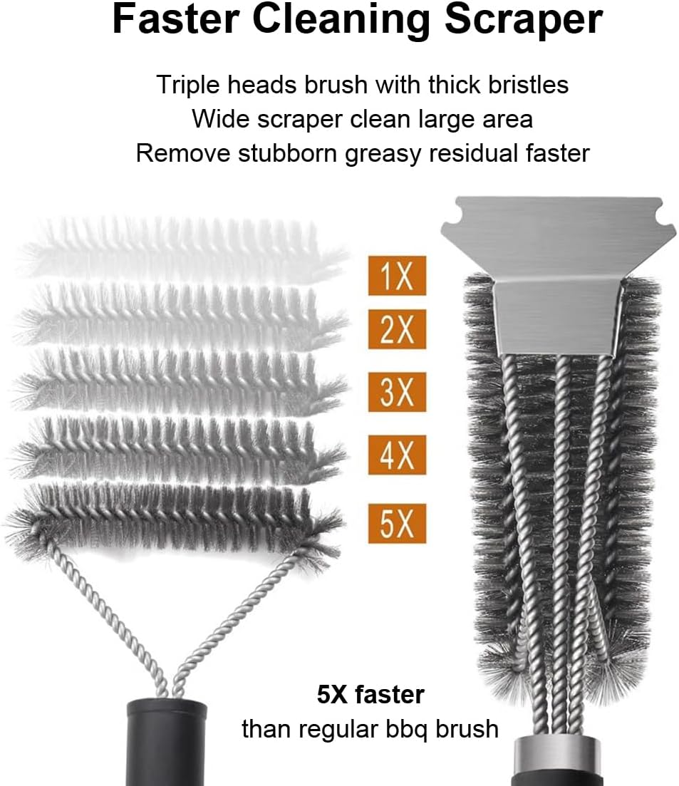 Grill Brush Grill Cleaning Kit, Grill Cleaner BBQ Grill Accessories Grill Rescue Brush Grill Brush Bristle Free, Grill Brush for Outdoor Grill BBQ Brush for Grill Cleaning (D23)