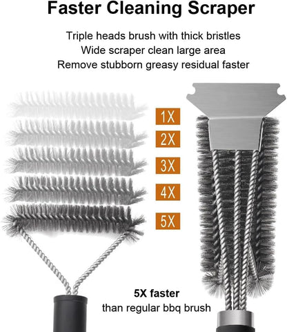 Grill Brush Grill Cleaning Kit, Grill Cleaner BBQ Grill Accessories Grill Rescue Brush Grill Brush Bristle Free, Grill Brush for Outdoor Grill BBQ Brush for Grill Cleaning (D23)