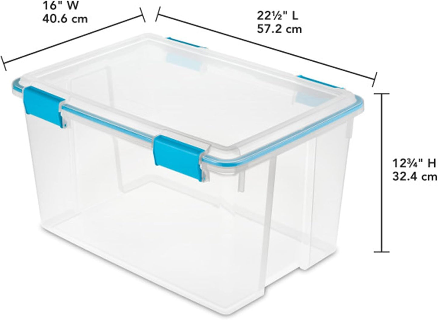 Sterilite 80 Qt Gasket Box, Stackable Storage Bin with Latching Lid and Tight Seal, Plastic Container to Organize Basement, Clear Base and Lid, 1-Pack