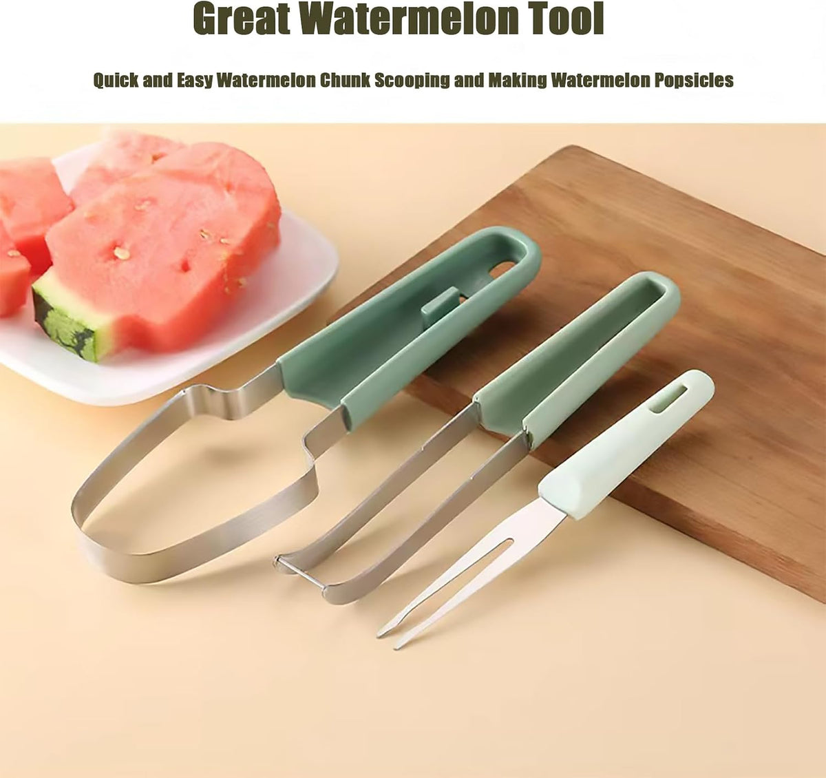 3-in-1 Stainless Steel Watermelon Cutter Slicer Tool, Popsicle Cutter