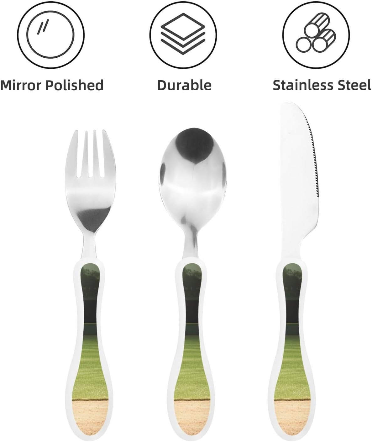 3-Piece Kids Silverware Set With Storage Case, Stainless Steel Reusable Children Safe Knife Spoon Fork Set Beach House Children Flatware Set For Kids Lunch Box