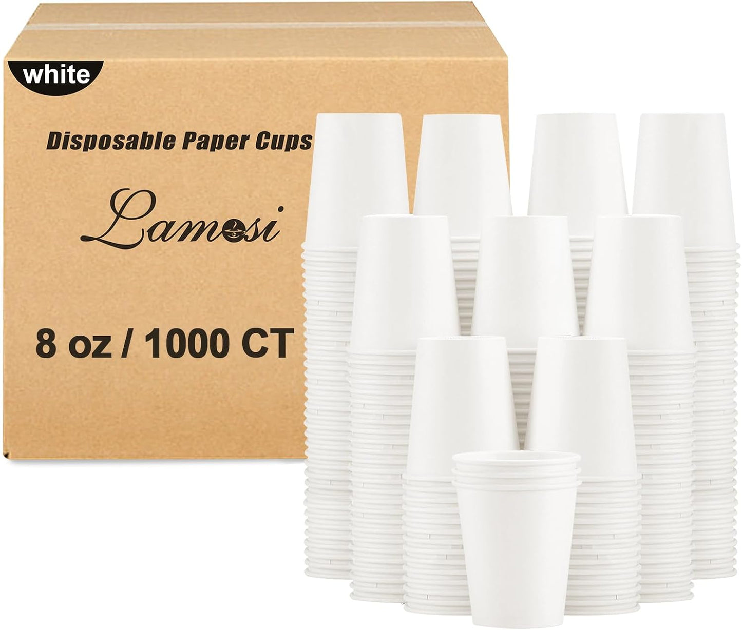 Lamosi 100 Pack 5 oz Paper Cups, Disposable Small Bathroom Cups 5oz, Mini Espresso Cups for Mouthwash, Travel, Party, Picnics, Home