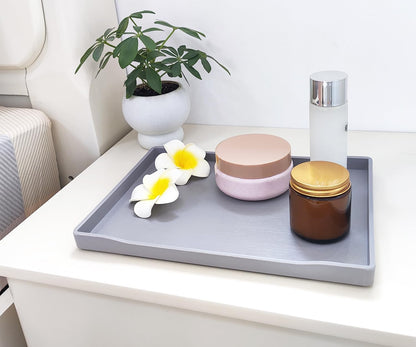 White Serving Tray (13.5 x 9.6 inch) for Serving Accessory, Elegant & Stackable Plastic Tray for Spa, Coffee, Drinks, Tea, Bar, Party, Seasoning, Perfume and Display Use.
