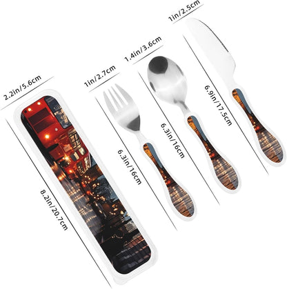 3-Piece Kids Silverware Set With Storage Case, Stainless Steel Reusable Children Safe Knife Spoon Fork Set Classic Cocktail Children Flatware Set For Kids Lunch Box