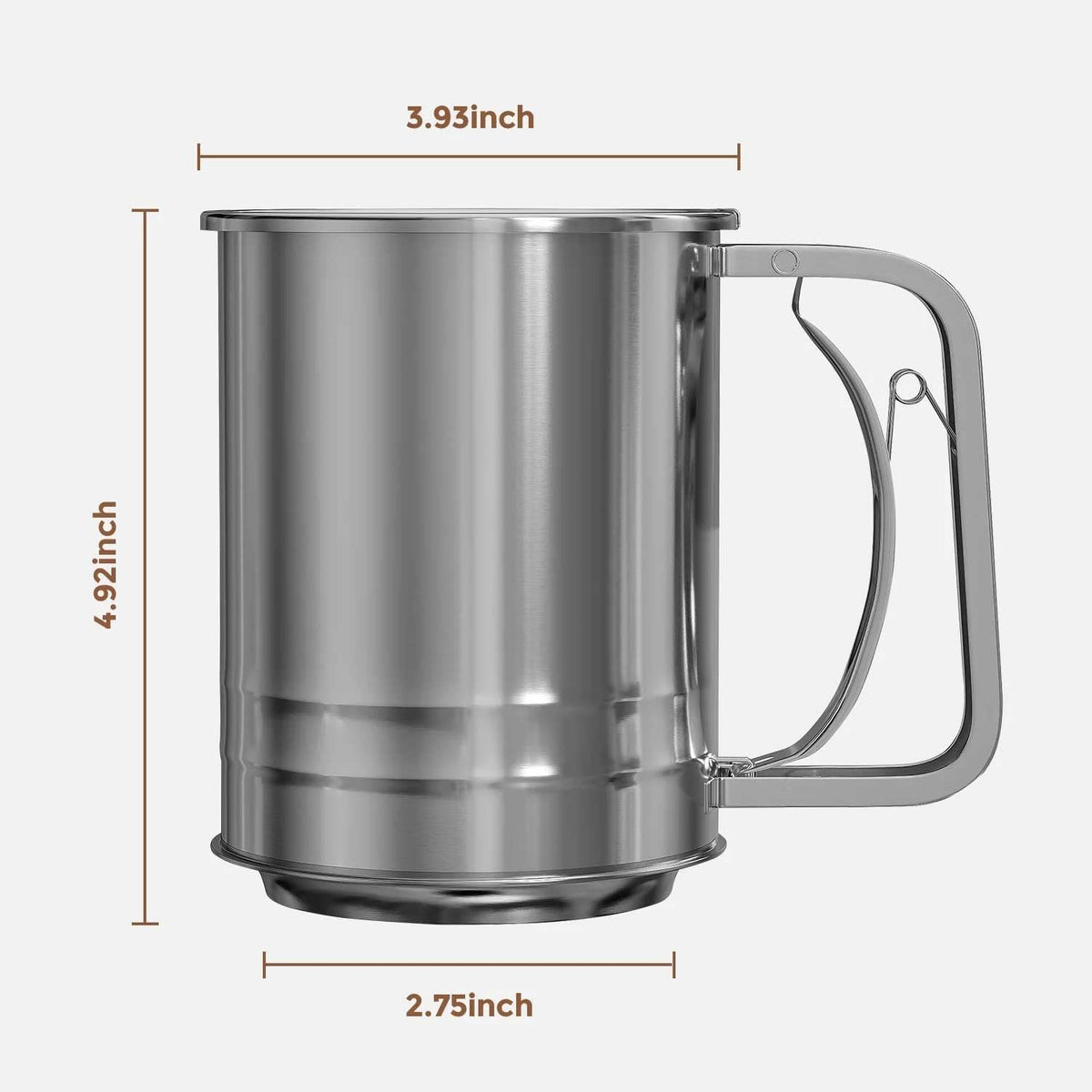 Stainless Steel 3 Cups Hand Press Flour Sifter for Baking