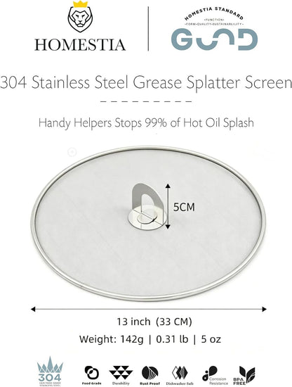 Homestia Splatter Screen for Frying Pan, 8'' Kitchen Grease Splatter Guard