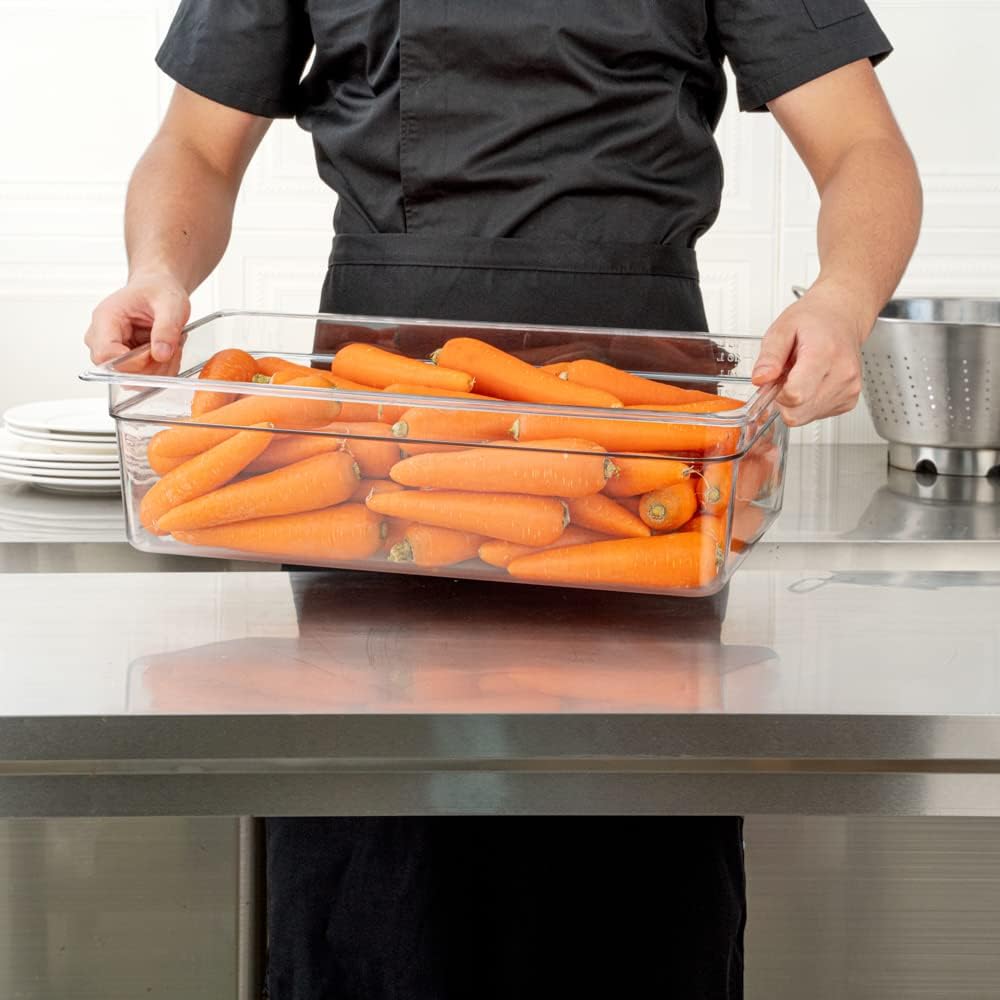 Restaurantware-2.5 Inch Deep Food Pans, 1 1/6 Size Commercial Food Storage Container - Freezable, Break-Resistant, Clear Plastic Cold Pans, Dishwashable, For Kitchens, Restaurants, Or Cafeterias