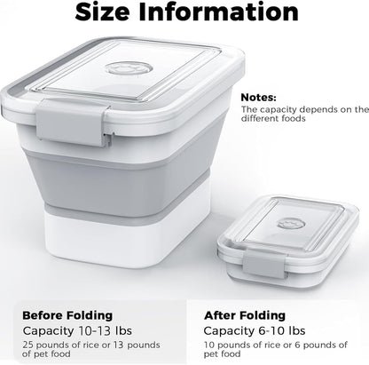 20-23 Lbs Dog Food Storage Container, Collapsible Dog Food Container with Transparent Airtight Lid,Multifunctional Pet Food Storage Container for Dog Cat,Rice,Flour,Pet Food Scoop and Dog Bowl