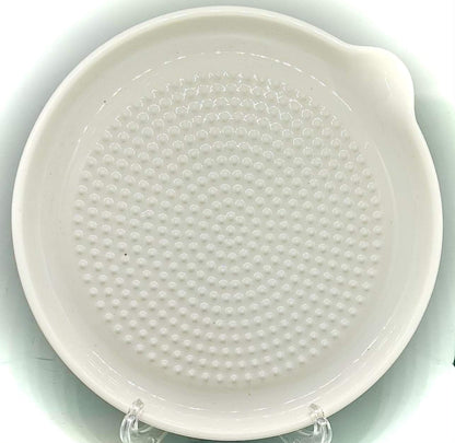 BonCera, Premium Ceramic Garlic Grater Plate Set - Large White Modern