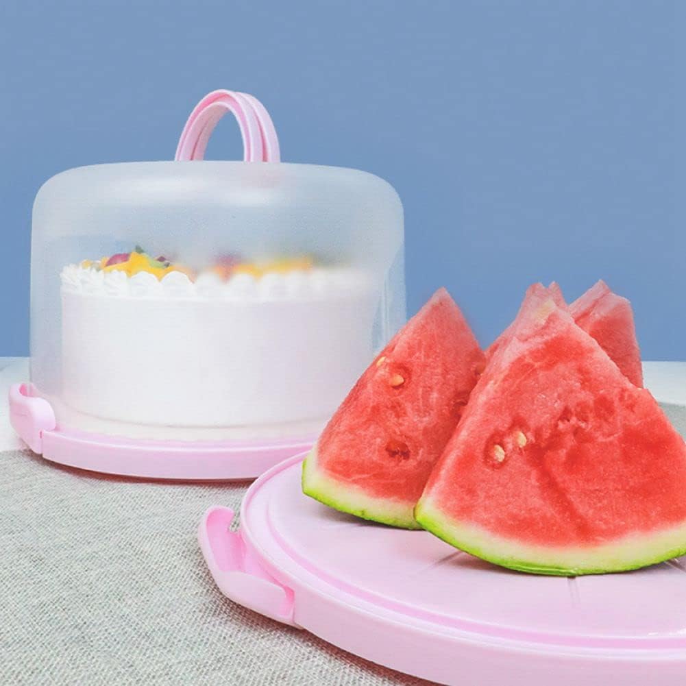 Cake Carrier Round Cake Stand Plus Height Cake Container with Cupcakes Pad, Handle, Lid Reusable Package Box for Transporting Desserts,Pie,Toast,Fruit (10" Black)