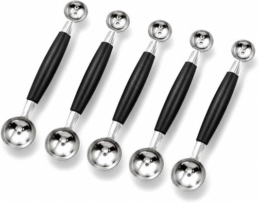 5-Piece Melon Baller Scoop Set, Stainless Steel Fruit Scooper with Ergonomic Handle, Professional Watermelon Scooper for Kitchen Use, Melon Baller Kit with Storage Case