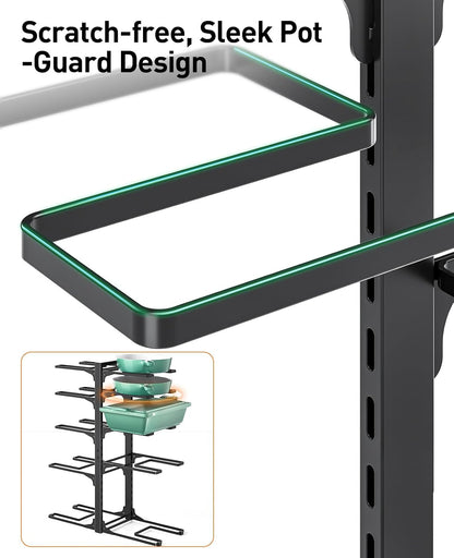 ORDORA Pots and Pans Organizer Under Cabinet 16.6", 8-Tier Adjustable Rack
