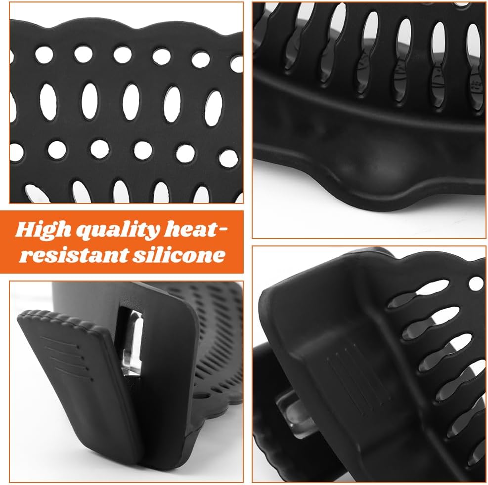 Clip on Silicone Strainer with Scraper, Adjustable Pasta Colander