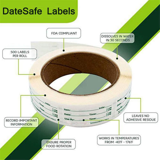 Removable Freezer Labels, Self-Adhesive Date Labels Food Labels for Food Containers Food Date Stickers Waterproof Oil Resistant Easy Clean Refrigerator Food Storage Labels