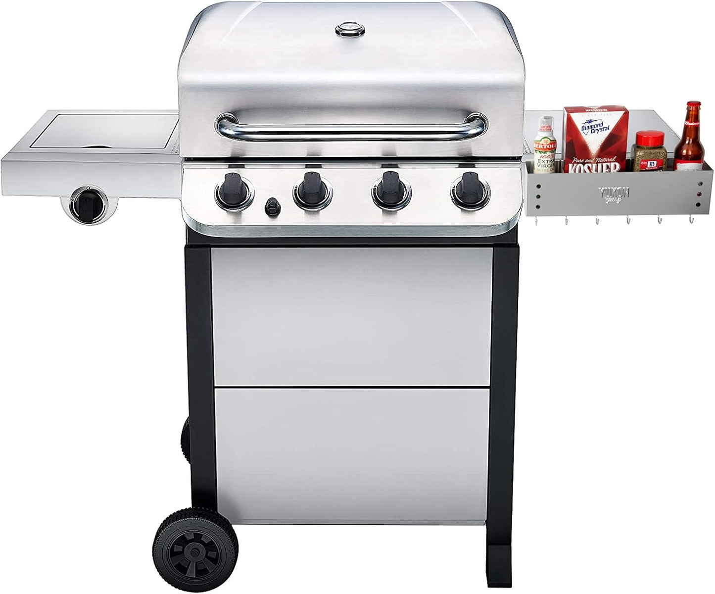 Yukon Glory BBQ Caddy Organizer - Stainless Steel Griddle Caddy for Char-Broil 4-Burner Grills - Clean & Organized Grill Station
