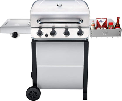Yukon Glory BBQ Caddy Organizer - Stainless Steel Griddle Caddy for Char-Broil 4-Burner Grills - Clean & Organized Grill Station