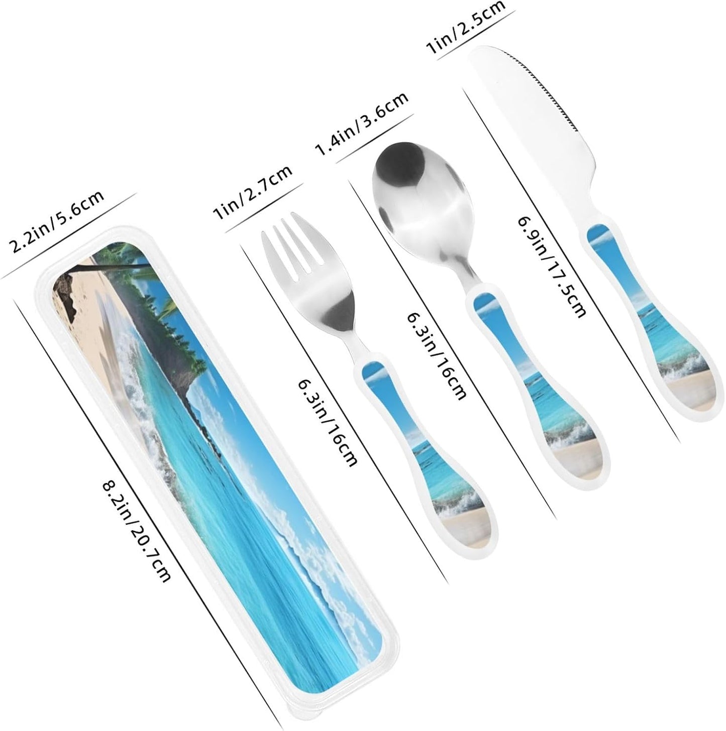 3-Piece Kids Silverware Set With Storage Case, Stainless Steel Reusable Children Safe Knife Spoon Fork Set Leaves Floral On Rustic Wood Children Flatware Set For Kids Lunch Box