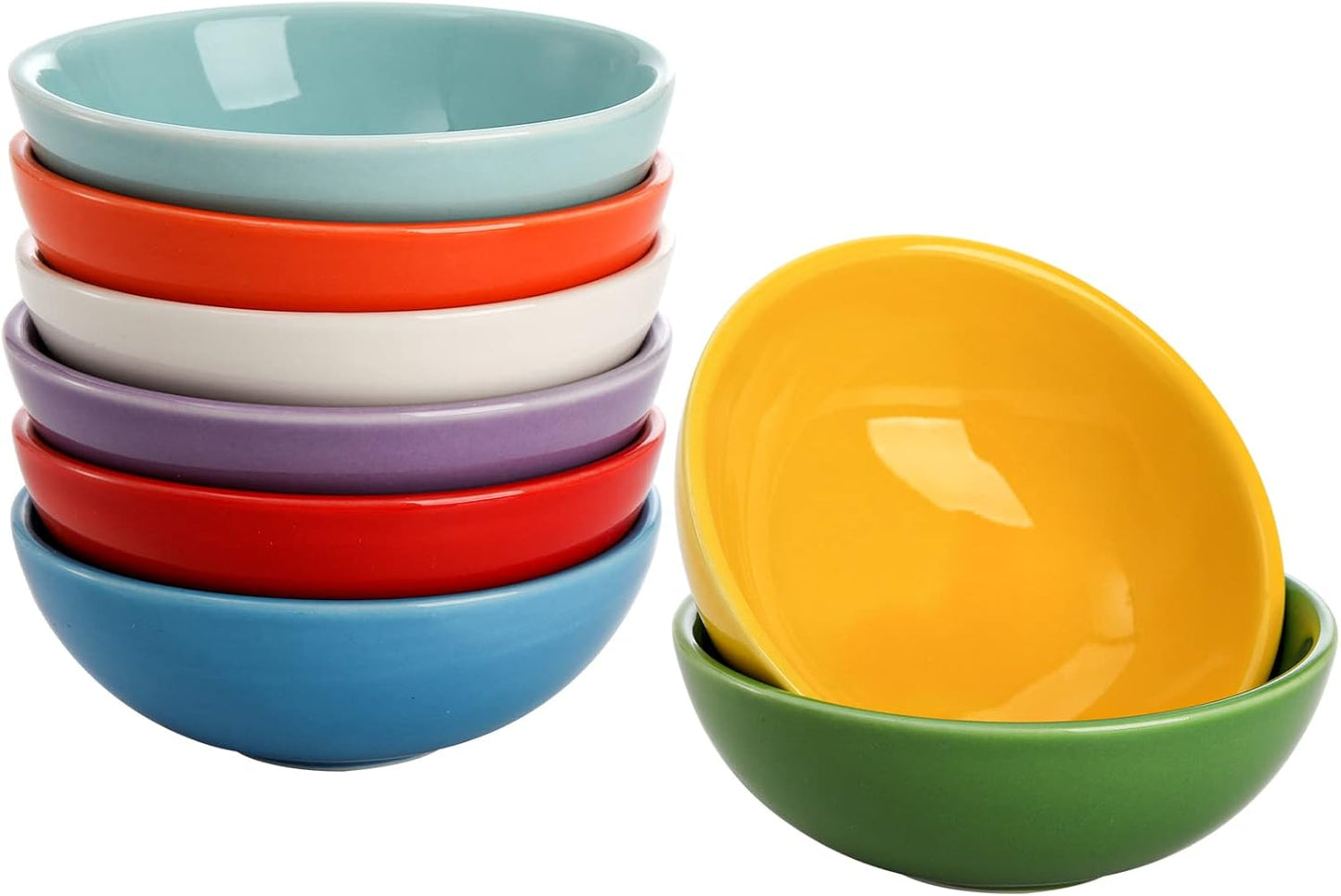 ZENFUN Set of 8 Ceramic Pinch Bowls Set, 3.5 Oz Porcelain Round Sauce Dipping Dishes, Mini Terracotta Dessert Bowls, Condiments Bowls in Bulk for Kitchen, Cooking Prep, Parties, Decor, Sushi