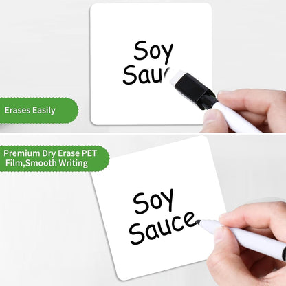 SVNOOC Multi-Use Removable Dry Erase Labels Stickers, White, Reusable Sticky Notes for Kitchen Office School All Purpose Use(1.25 * 3.5 inches White)