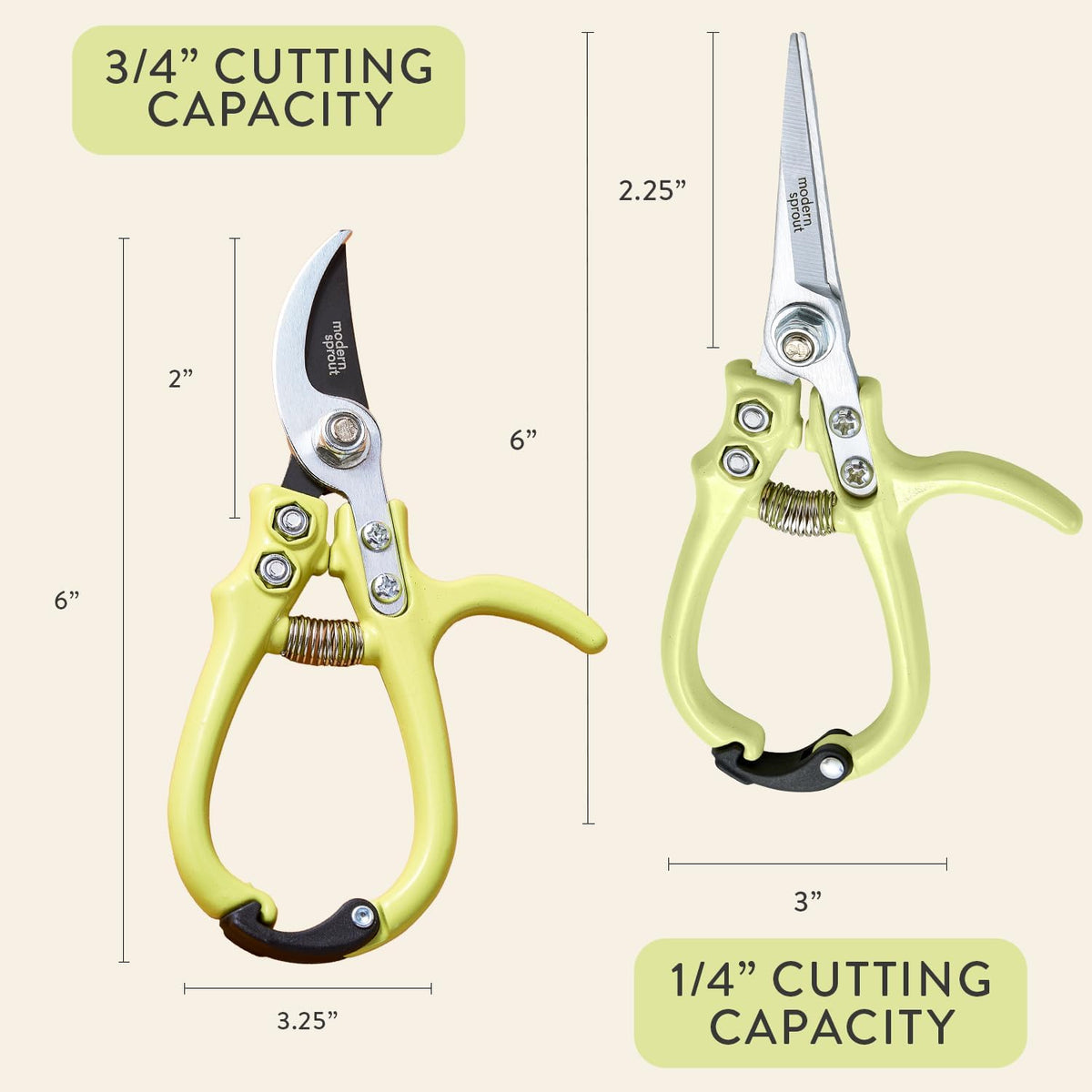 Modern Sprout Hand Pruners+Shears Set w/Blister - Gardening Tools - Sage