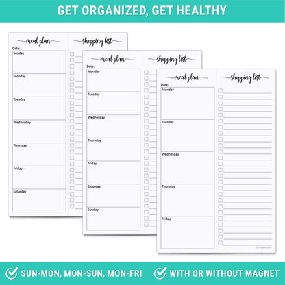 321done Magnetic Weekly Meal Plan Shopping Checklist Notepad - Tear-Off 50 Sheets, 5.5x8.5 - Undated, Sunday to Saturday To-Do List Planner, Schedule Weekly Desk Pad, Weekday Planning Notepad - Made in USA