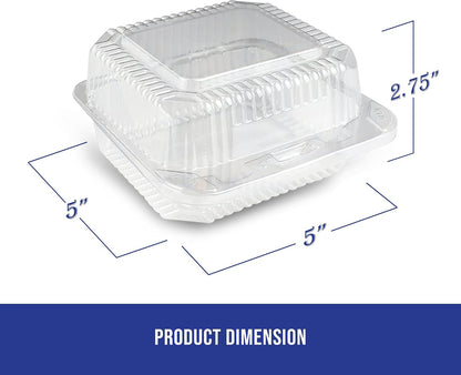 MT Products Clear Cake Slice Container 5" x 5" x 2.75" - To go Square Plastic Container (Pack of 40) - Made in the USA