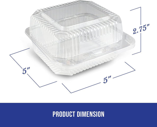 MT Products Clear Cake Slice Container 5" x 5" x 2.75" - To go Square Plastic Container (Pack of 40) - Made in the USA
