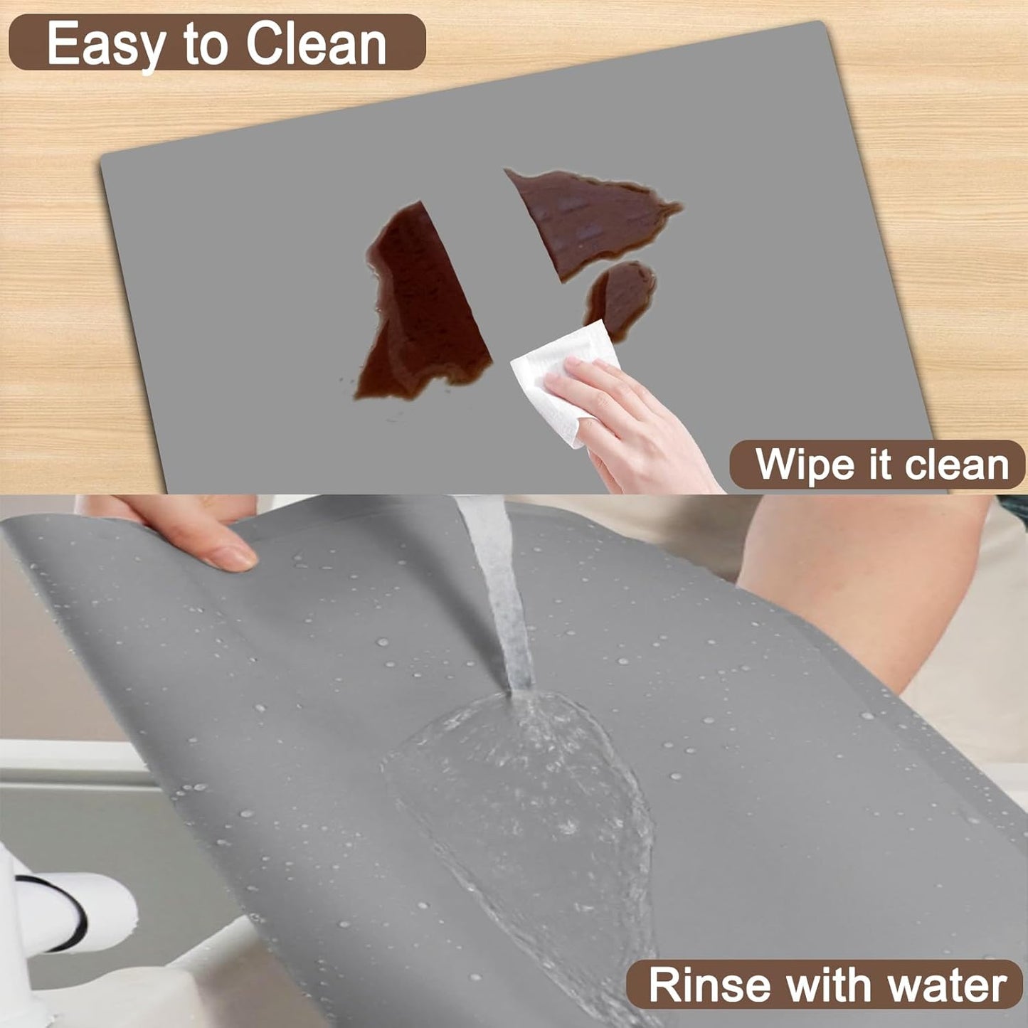 Silicone Mats for Kitchen Counter, 47.3"x23.6"x0.08" Largest Heat Resistant Mat Kitchen Island Waterproof 2MM Thick Countertop Protector Mat Nons-slip Extra Large Counter Mat (Black)