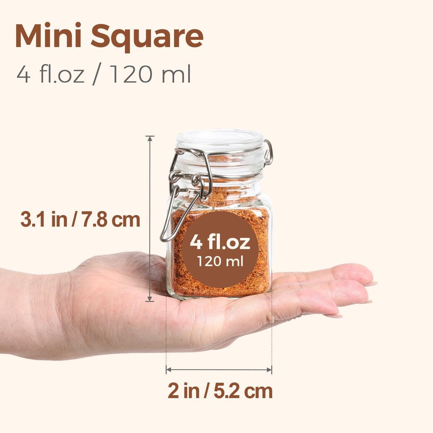 ComSaf Set of 3 Square Glass Jars with Airtight Lids (51 Oz) — Wire Clamp Canisters for Small-Batch Pickling, Kimchi, Bulk Dry Food, Wide Mouth Space Saving Kitchen Pantry Organization Jars