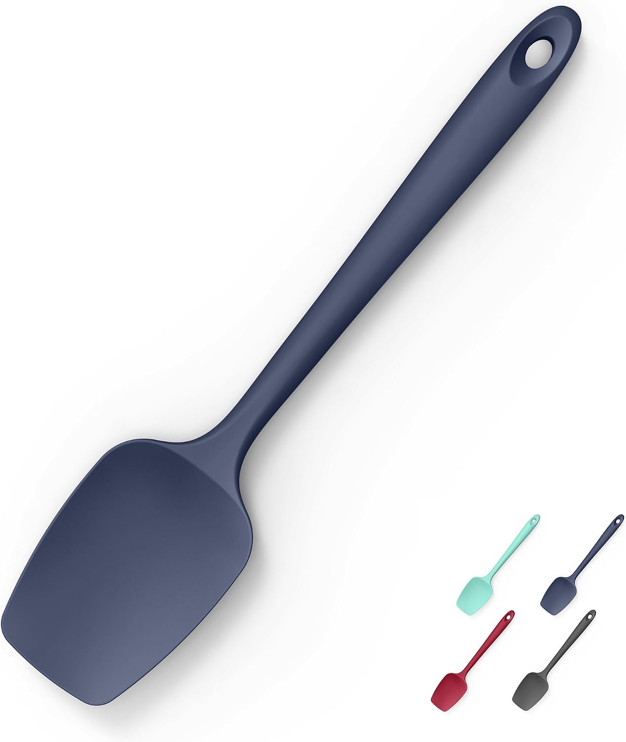 2-Piece Silicone Scraper & Spoon Spatulas: Doosu 600°F Heat Resistant Food Grade BPA Free Rubber Baking Flat Spatula Kitchen Cooking Spoonula for Mixing Scraping Folding Stirring Serving (Aqua Sky)