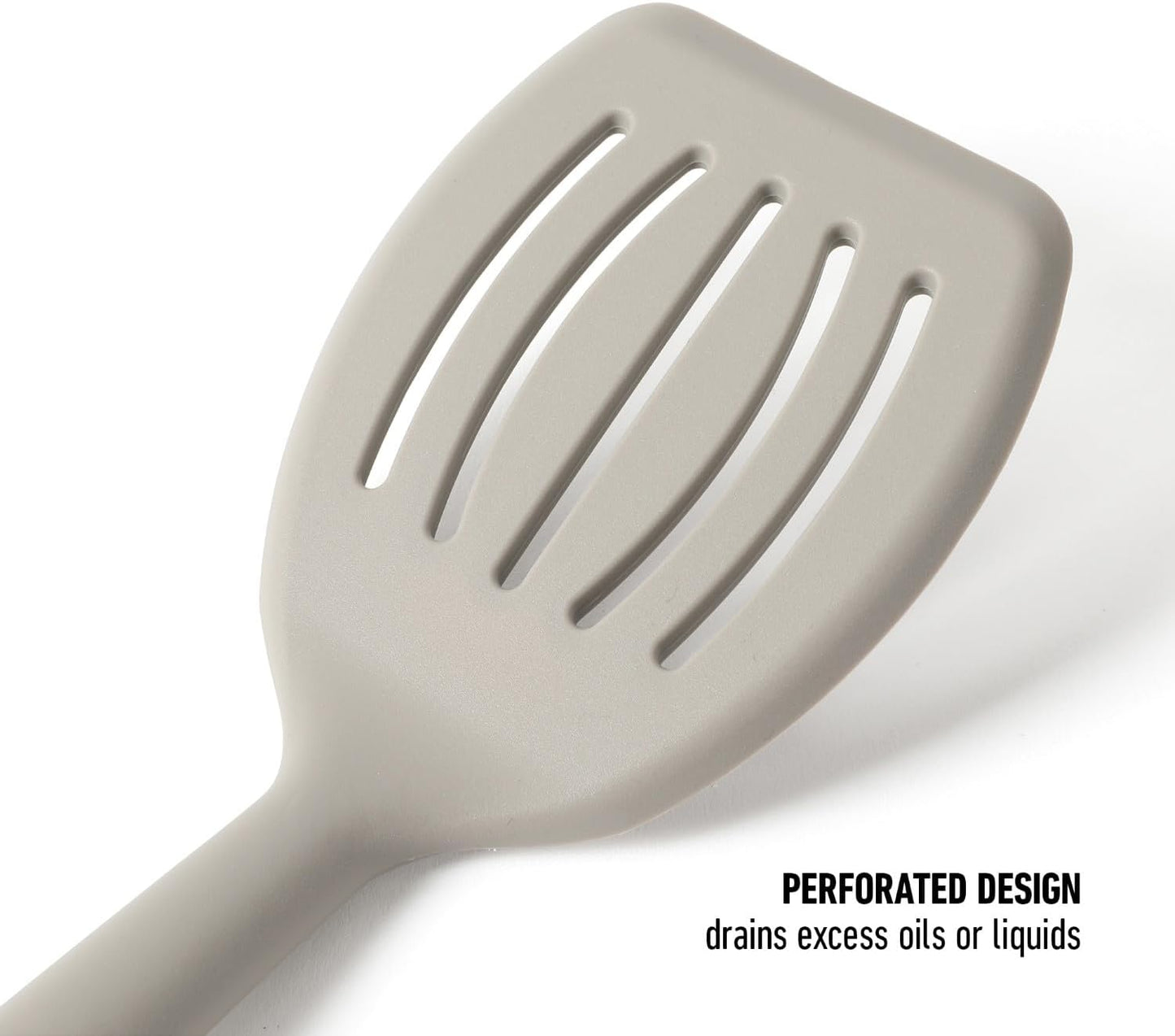 Calphalon Slotted Turner, Kitchen Flipping Spatula, Slotted Spatula, Stainless Steel Turner with Silicone Heat Resistance Handle, Nonstick-Safe Spatula for Draining and Flipping (Navy)