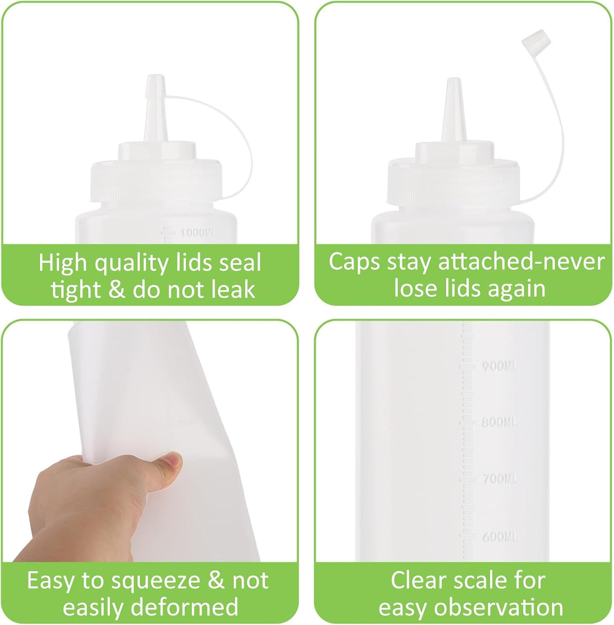 32 oz / 1000 ml Plastic Squeeze Bottles 3-Hole