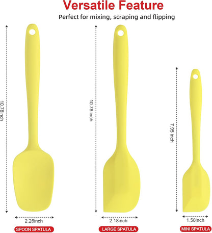 Silicone Spatula Set - Rubber Spatula - 600°F Heat Resistant Baking Spoon & Spatulas(Dark Grey)