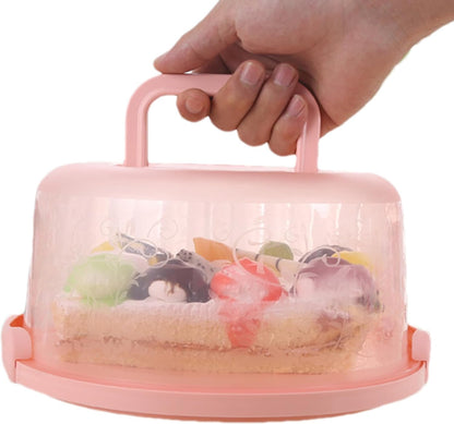 Cake Carrier/Storage Container With Server Clear Dome Cake Transport Container 26x22x12.5cm, Airtight Reusable Cakes Carrier With Handle For Party Travel, Spill-Proof Dustproof Food Storage Box