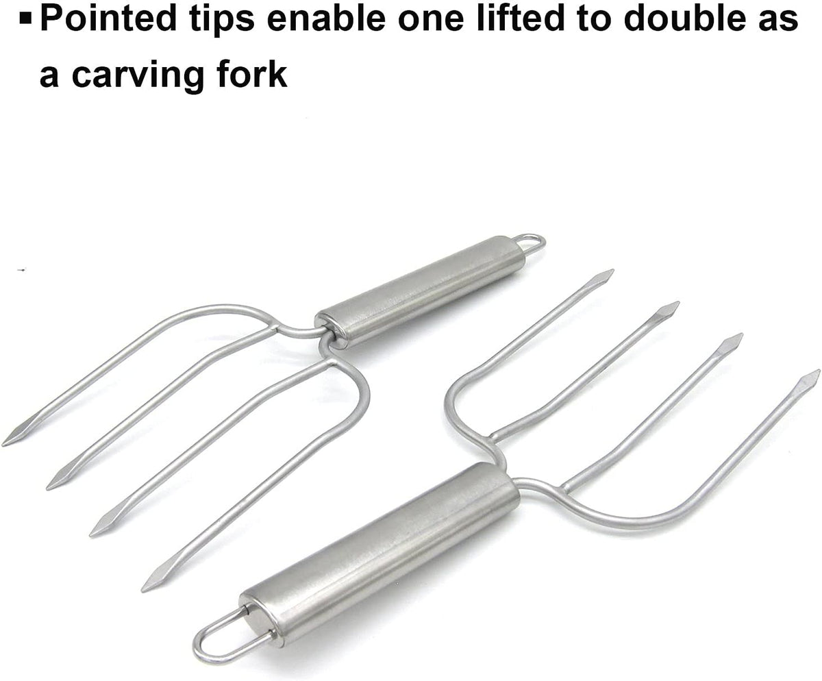Turkey Lifter Forks Set of 2 Stainless Steel Turkey Lifters with Non-Slip Handle Turkey and Poultry Lifters Turkey Claws Carving Fork