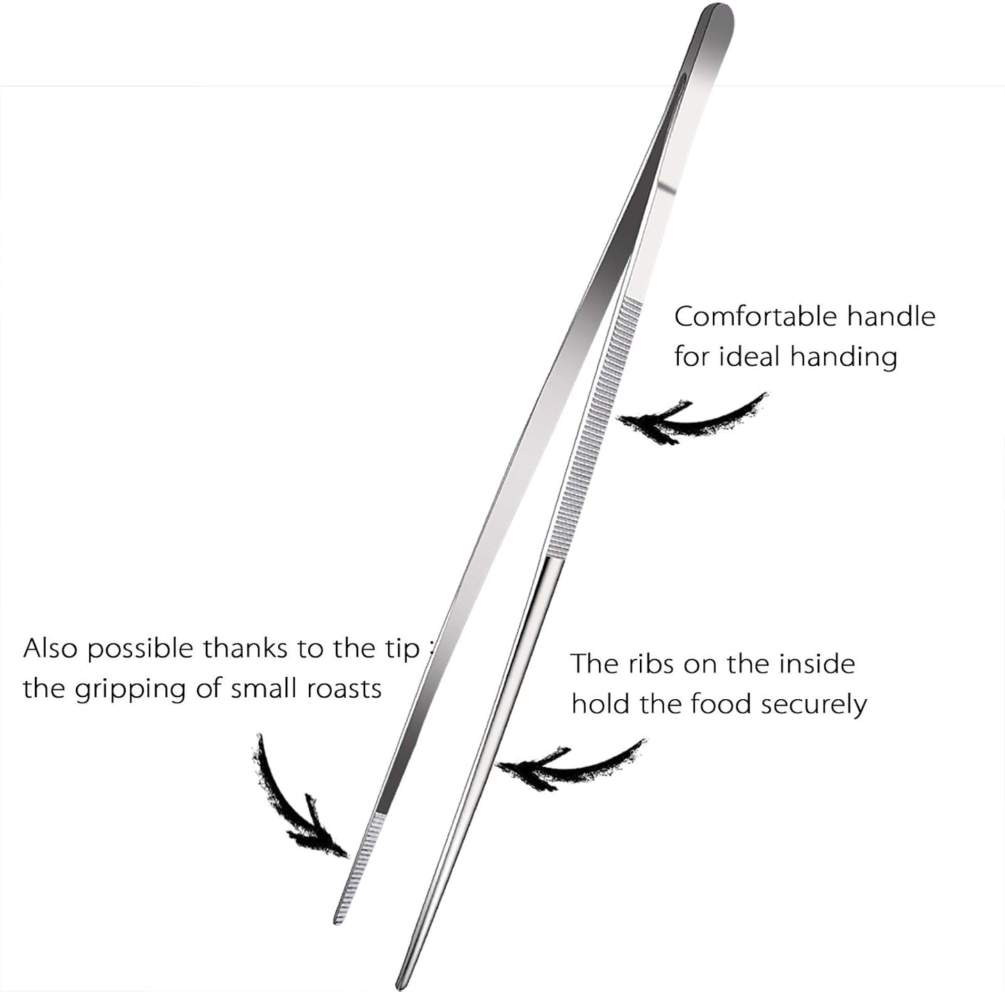 Professional Fine Cooking Tweezer Tongs,High-Precision Stainless Steel Kitchen Tweezers Tongs - 1pcs 12" and 3pcs 6.3"