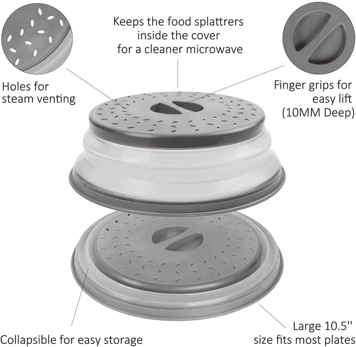 Microwave Splatter Cover for Food & Silicone Mat, Collapsible Vented Guard