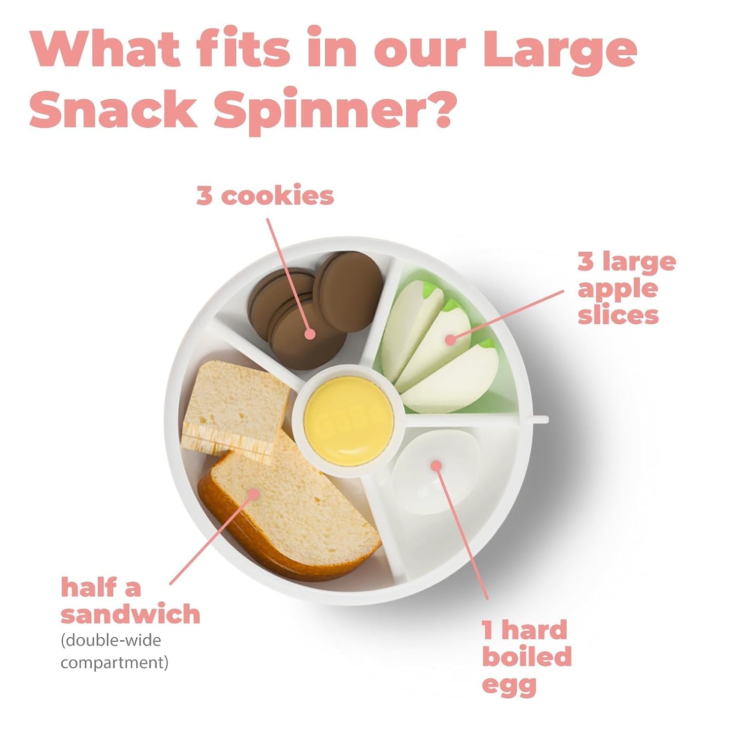 GoBe Kids Small Snack Spinner Flip Bundle with Hand Strap and Sticker Sheet - Reusable Snack Container with 5 Compartment Dispenser and Lid | BPA/PVC Free | Dishwasher Safe | No Spill- Mint Green