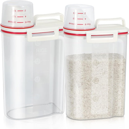 TBMax Rice Container 4 Lbs / 2 Kg Rice Dispenser with Measuring Cup, BPA-Free Plastic Kitchen Pantry Food Storage Holder for Oatmeal Flour Grain, Small Pet Cat Dog Food Container