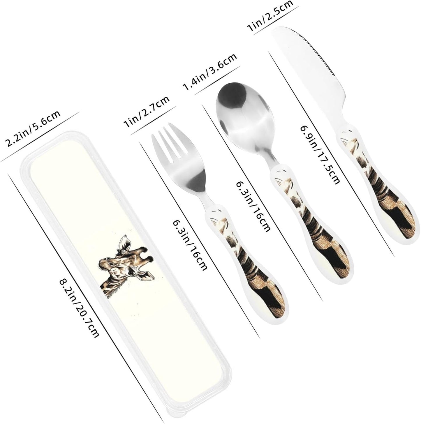 3-Piece Kids Silverware Set With Storage Case, Stainless Steel Reusable Children Safe Knife Spoon Fork Set Blue Active Girl Running Sunset Children Flatware Set For Kids Lunch Box - Colors B