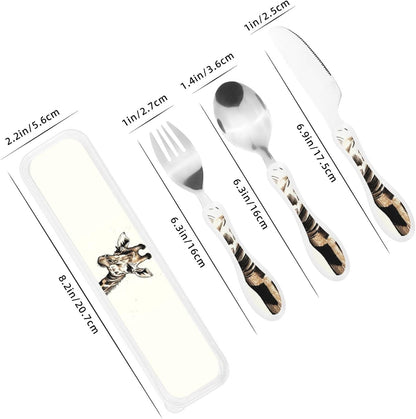 3-Piece Kids Silverware Set With Storage Case, Stainless Steel Reusable Children Safe Knife Spoon Fork Set Blue Active Girl Running Sunset Children Flatware Set For Kids Lunch Box - Colors B