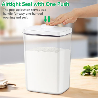 TBMAXS Versatile Storage Container Bin with Pop-up Lid & Scoop, Rice Flour Container Dog Cat Food Storage Container, Laundry Room Organization Household Essentials Kitchen Pantry Organizers