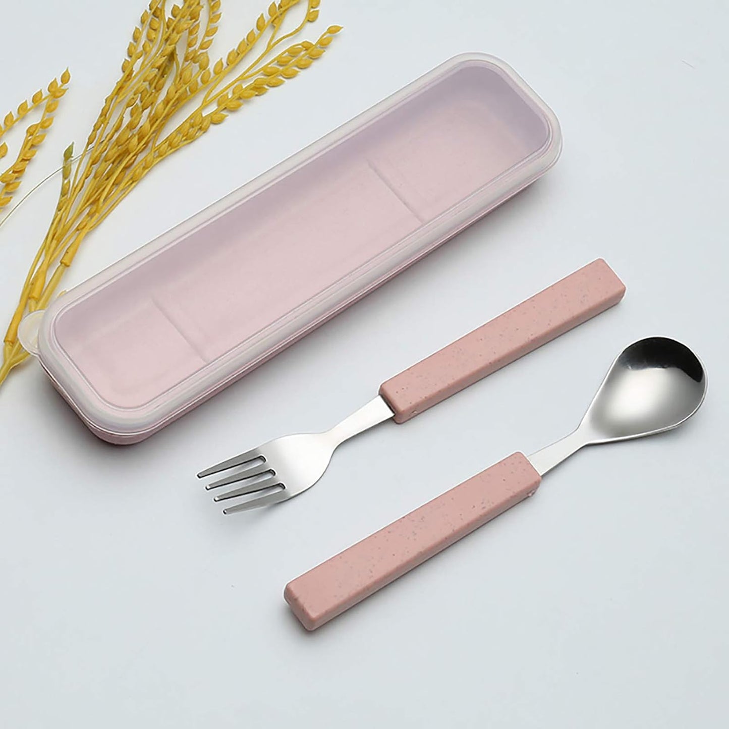 VANRA 2-Piece Children Flatware Set 18/10 Stainless Steel Child Tableware Set Silver Cutlery Set Silverware Dinner Utensils Spoon Fork Set with Travel Case for Kids (Chrome Finished) (Blue)