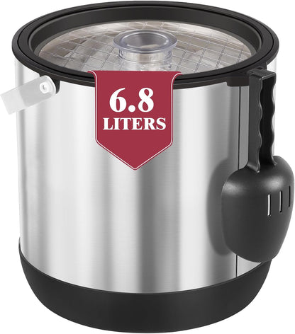 5QT/4.8L Insulated Ice Bucket for Parties, Large Capacity Double-Wall Beverage Bucket with Scoop & Lid for Champagne, Wine, Cocktail (Black)