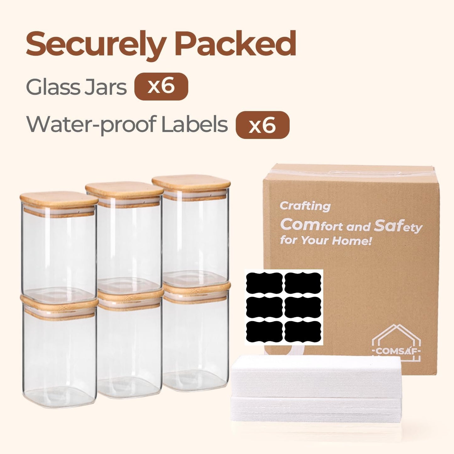 ComSaf 2Pcs Large Glass Storage Containers with Lids 4Qt, 1 Gallon Wide Mouth Flour Sugar Storage Containers, Large Capacity and Sealed for Rice, Cereal, Oat, Easy Clean and Scoop, Pantry Organization