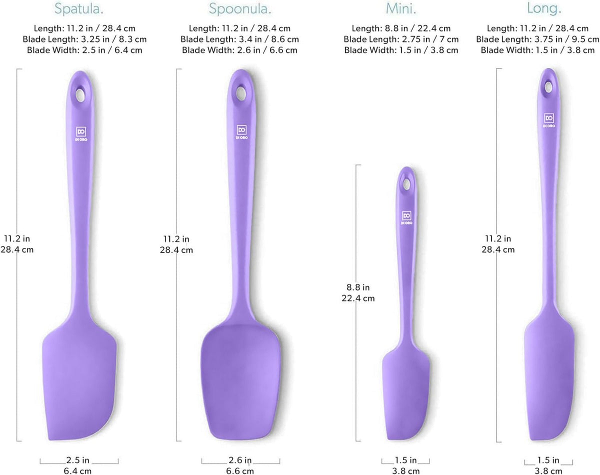 DI ORO Silicone Spatula Set - 600F Heat Resistant, 4-Pc Black