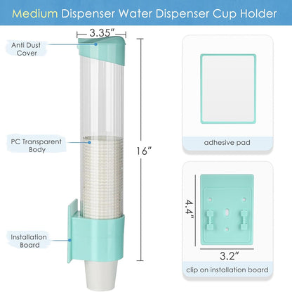 Cup Dispenser Water Dispenser Cup Holder Pull Type Paper Automatic Remover 7oz - 12oz Cone or Flat Bottom Cups for Home Office Hospital (Black, Large)